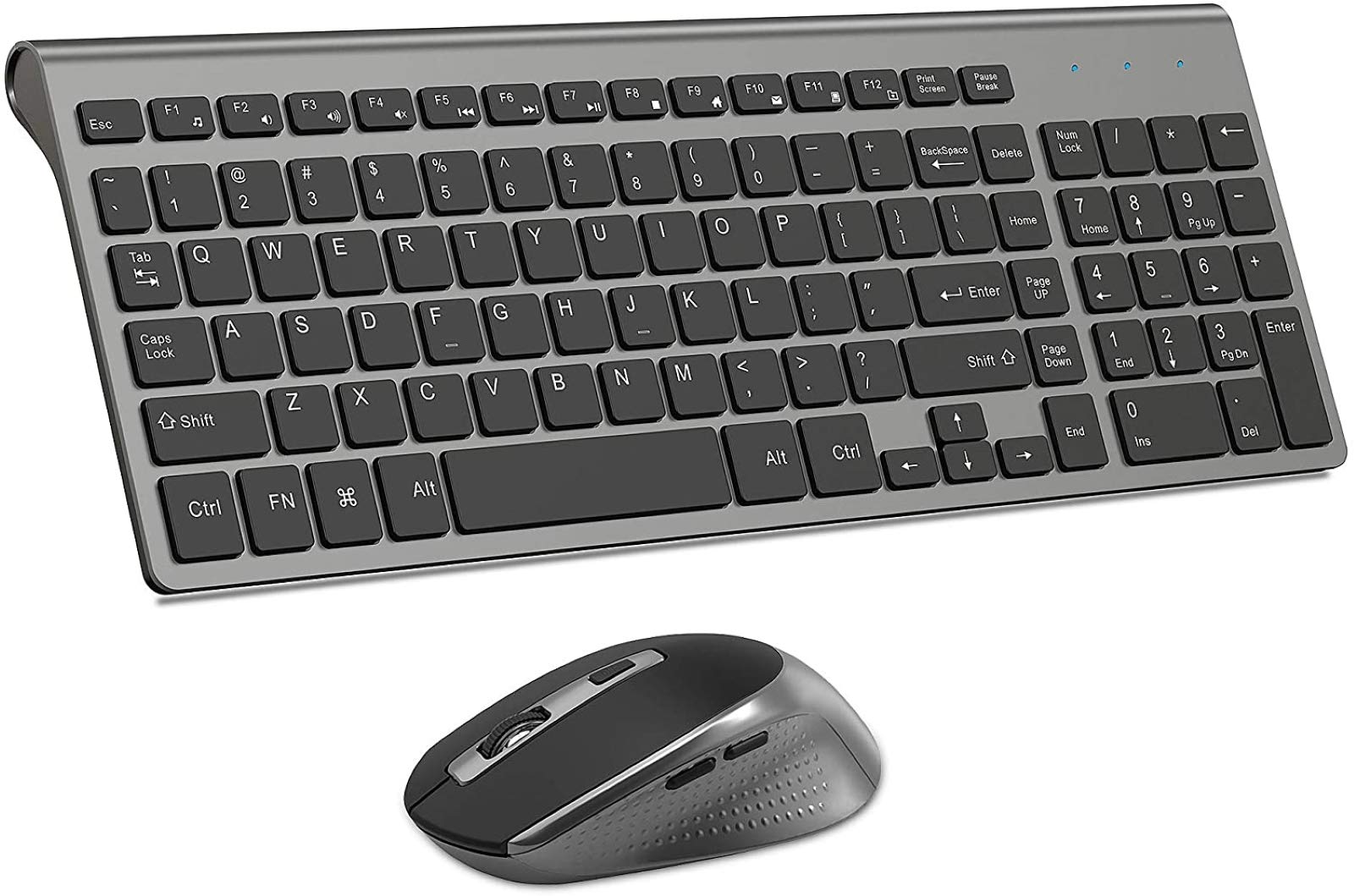 Wireless Keyboard Mouse Combo, J JOYACCESS Cordless Keyboard and Mouse Set, 2.4G Ergonomic Computer Keyboard Mouse for PC,Windows, Computer, Laptop, Desktop, Chromebook,Mac-GreyWireless Keyboard and Mouse, J JOYACCESS USB Slim Wireless Keyboard Mouse with Numeric Keypad Compatible with iMac Mac PC Laptop Tablet Computer Windows (Silver White)
