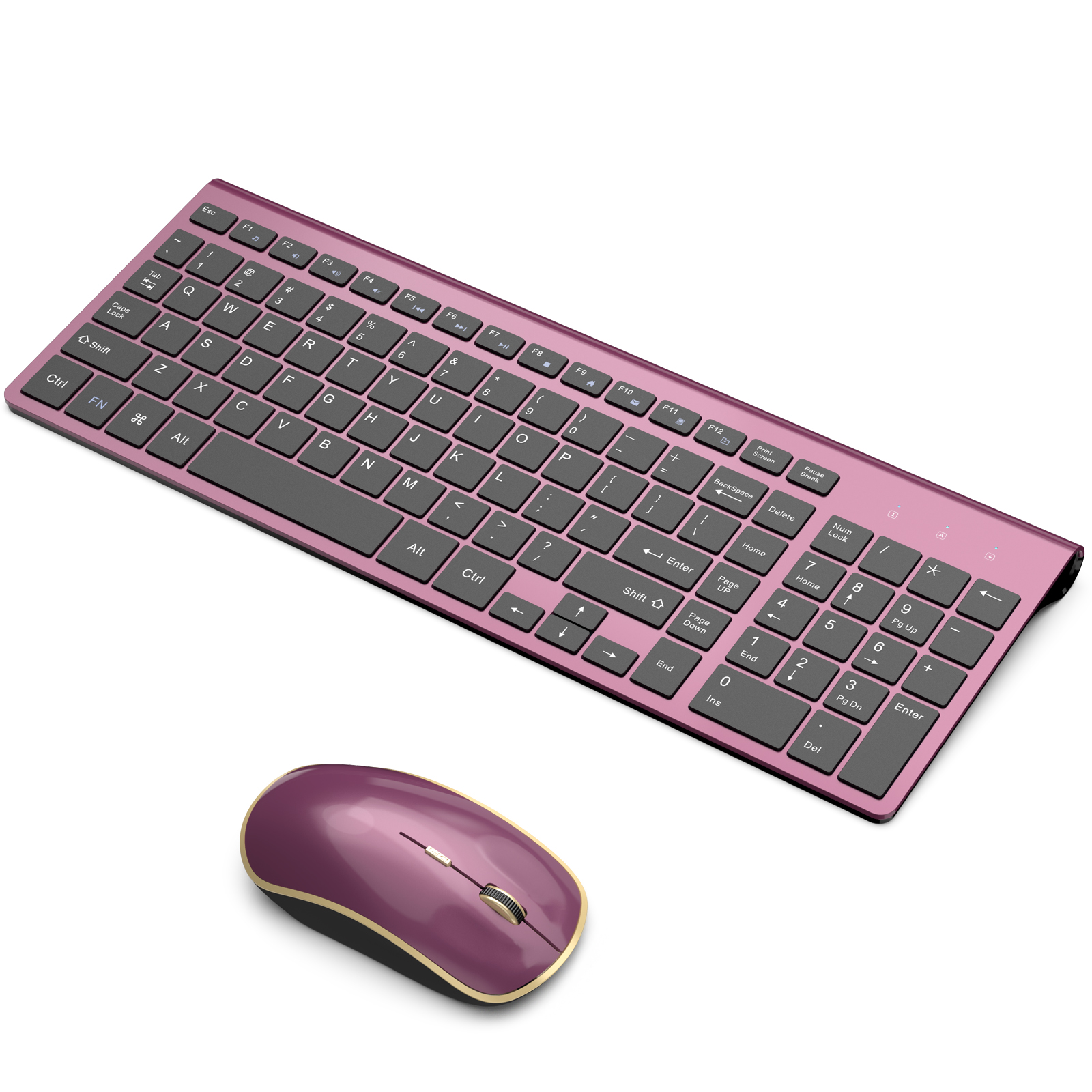 Wireless Keyboard Mouse Combo,J JOYACCESS 2.4G Compact and Ultra Slim Wireless Keyboard and Mouse for Windows, Computer, Desktop, PC, Laptop (Wine red)
