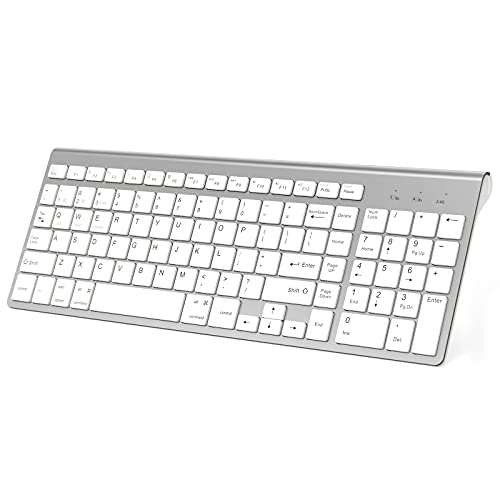 Wireless Keyboard Bluetooth, Bluetooth Keyboard with Number Pad, J JOYACCESS Wireless Keyboard for Mac,Apple, MacBook Air/Pro,Laptop, Android, Windows-Silver
