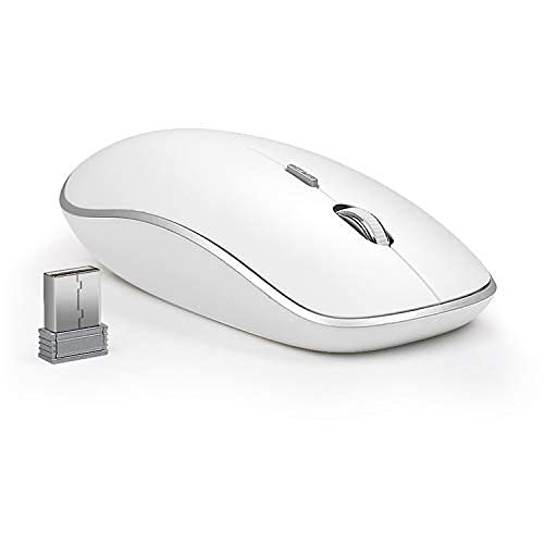 Wireless Mouse for Laptop，with USB Nano 2400 DPI Portable Mobile Optical Cordless Mouse Mice for Laptop (Silver+White)Bluetooth Mouse, JOYACCESS 2.4G Wireless Bluetooth Mouse Dual Mode(Bluetooth 5.0/3.0+USB), Computer Mice for Laptop/Computer MacBook/Windows/MacOS/Android - White
