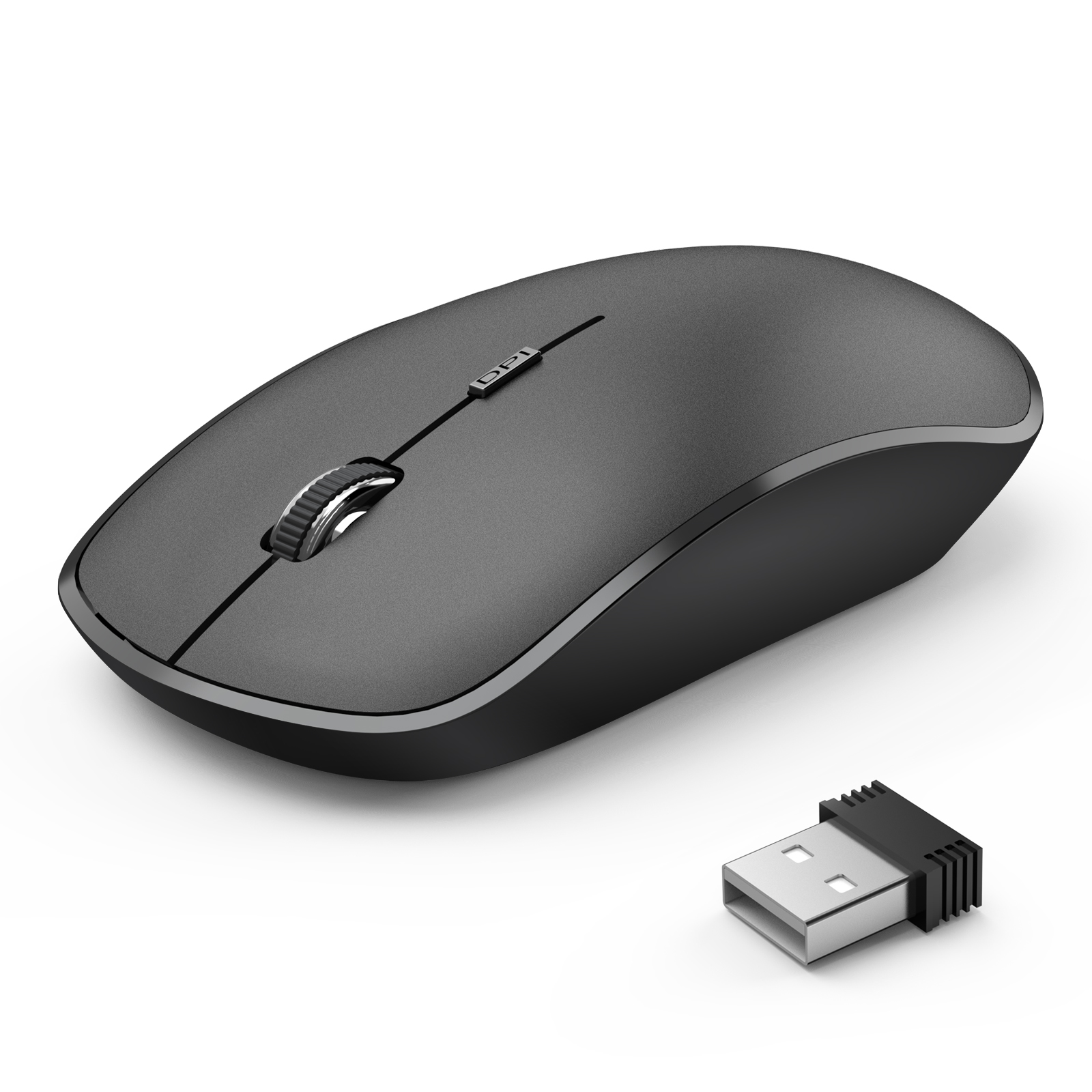 Wireless Mouse for Laptop,J JOYACCESS 2.4G Ultra Thin Silent Mouse with USB Receiver, 2400 DPI Portable Mobile Optical Cordless Mouse for Laptop, Computer, MacBook,Window, Chromebook, PC-Black
