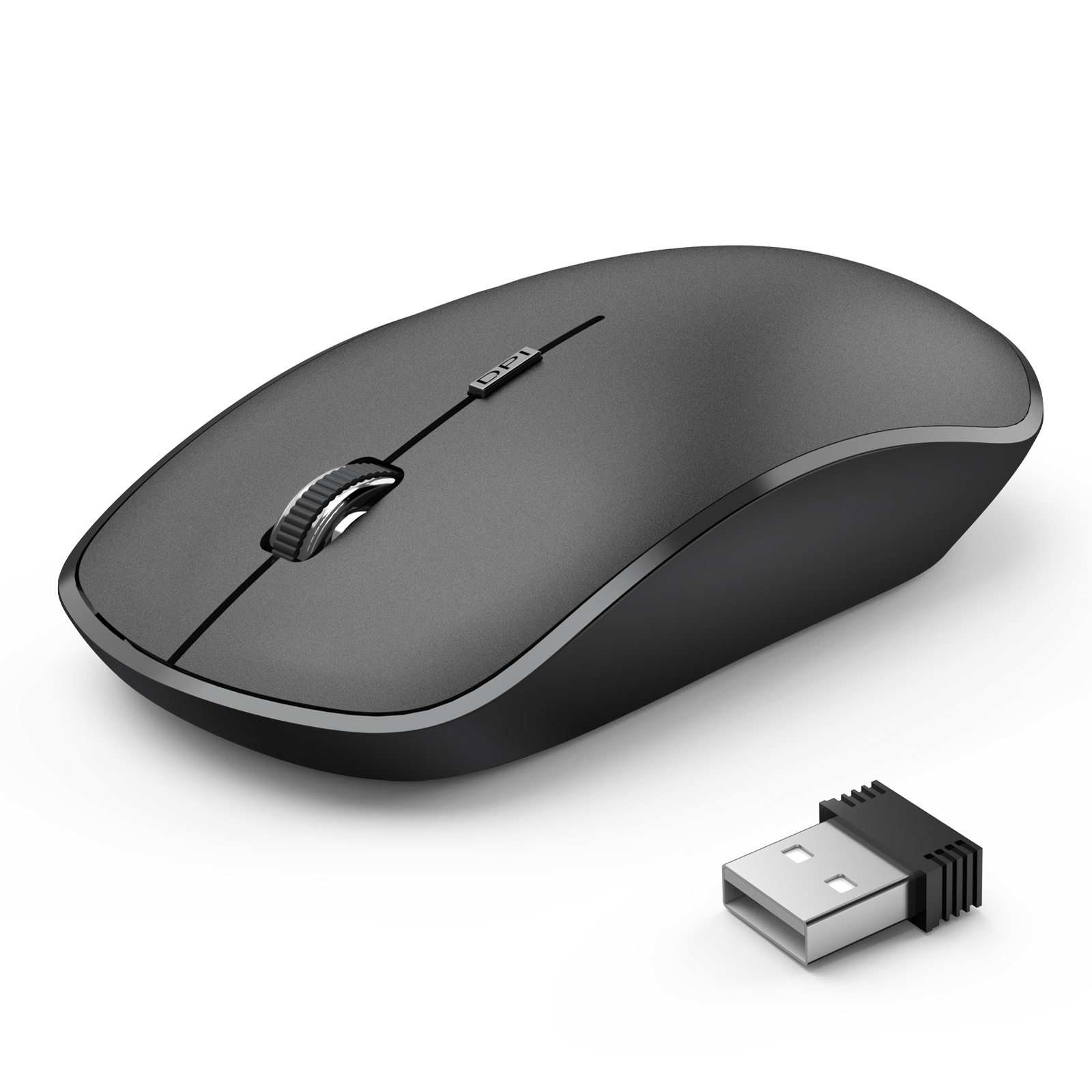 Wireless Mouse for Laptop,J JOYACCESS 2.4G Ultra Thin Silent Mouse with USB Receiver, 2400 DPI Portable Mobile Optical Cordless Mouse for Laptop, Computer, MacBook,Window, Chromebook, PC-Black
