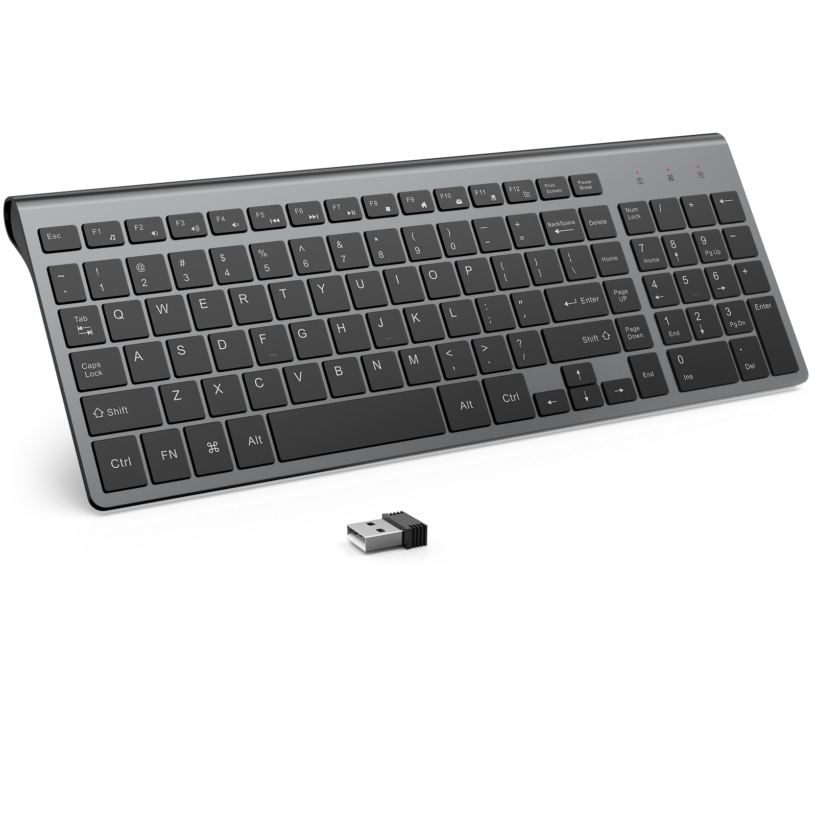 Wireless Keyboard, J JOYACCESS 2.4G Slim and Compact Wireless Keyboard with Numeric Pad for Laptop, MacBook Air, Apple, Computer, PC(Black and Grey)Wireless Keyboard Bluetooth, Bluetooth Keyboard with Number Pad, J JOYACCESS Wireless Keyboard for Mac,Apple, MacBook Air/Pro,Laptop, Android, Windows-Silver
